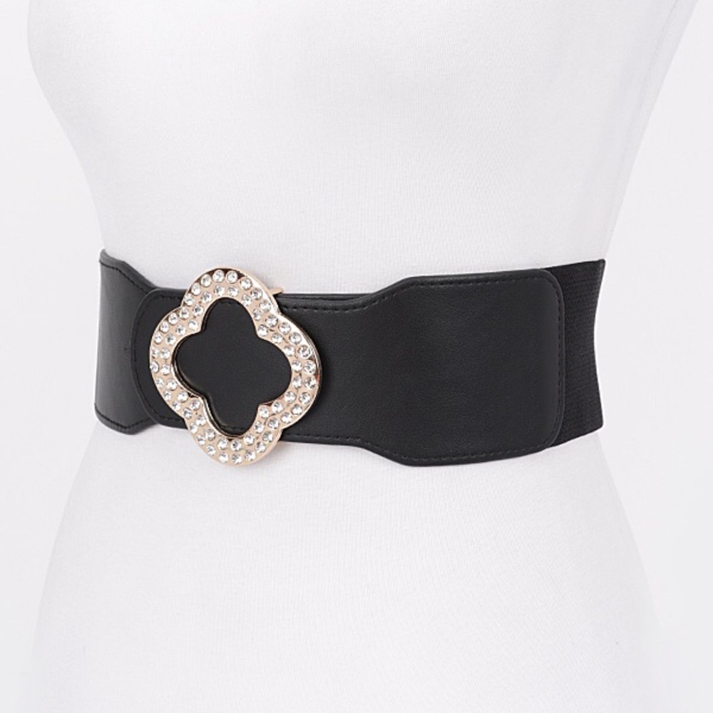 Plus Size Black Elastic Stretch Statement Belt wi… - image 2